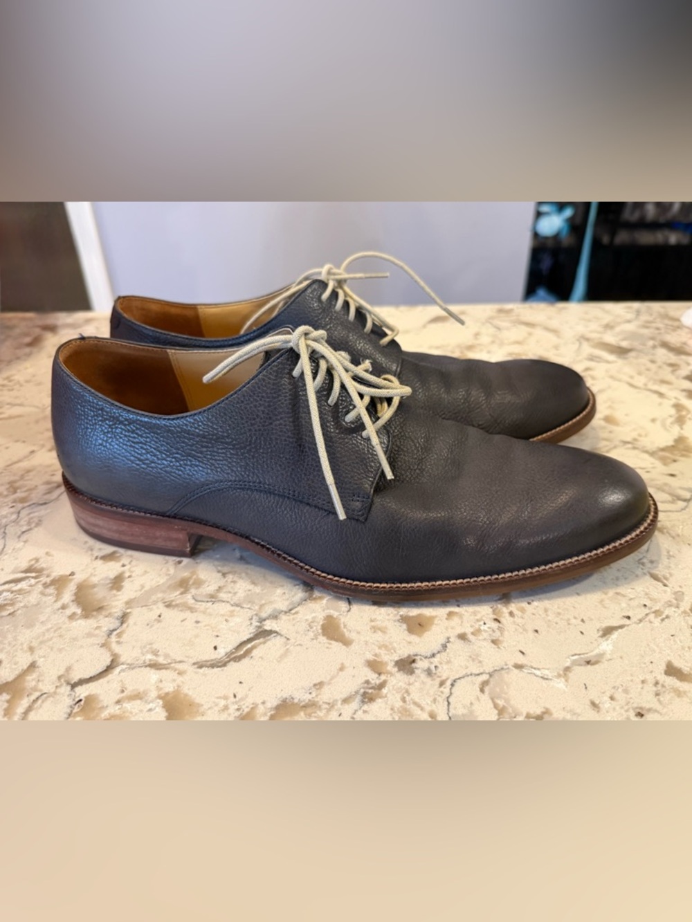 Cole Haan Williams II Oxford Shoes Men’s 10M Blue Pebbled Leather Dress Shoes